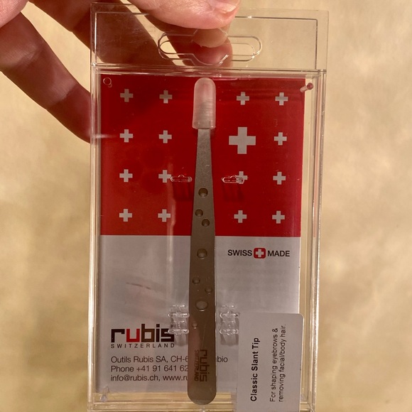 Rubis Hole Pattern Classic Stainless Steel Slanted Tweezers For Eyebrow NEW - Picture 4 of 12